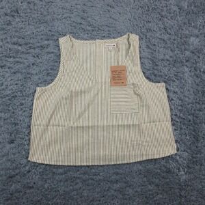 Toad&Co Tank Top Womens Medium Yellow Railroad Stripe Taj Hemp Button Back NWT